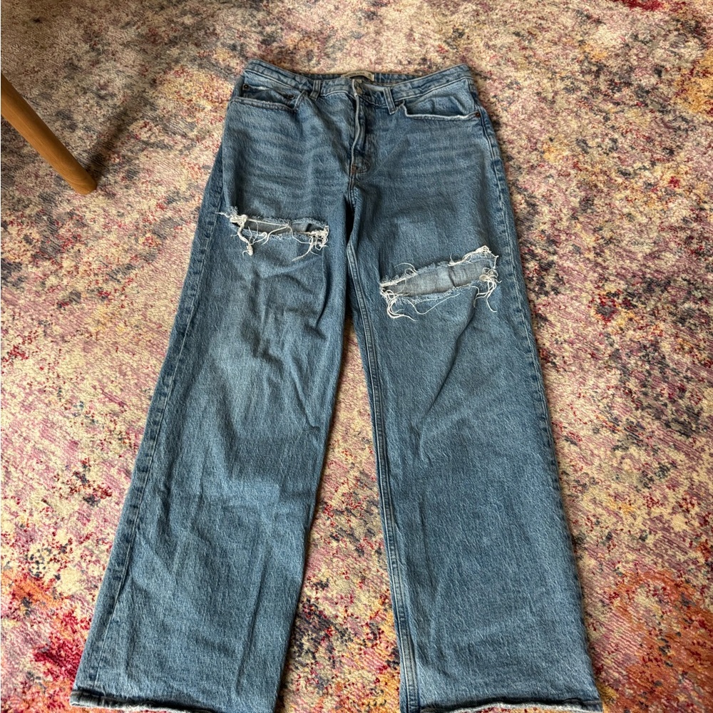 American Eagle Outfitters High Rise Distressed Blue Jeans